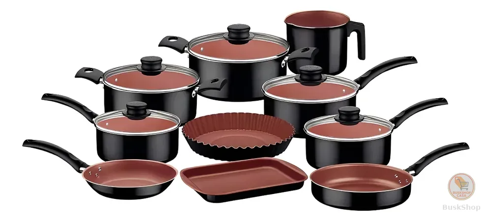 Jogo De Panelas Tramontina Turim 10 Pçs Cor Preto cobre