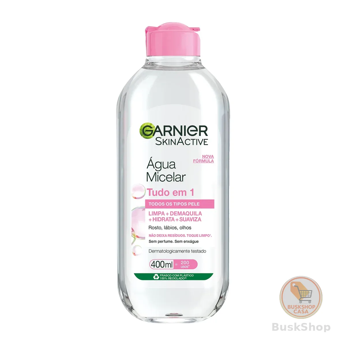 Garnier SkinActive Água Micelar de Limpeza Tudo em 1, Solução Demaquilante que Limpa, Tonifica e Remove Oleosidade, Fórmula Suave Sem Álcool para Todos os Tipos de Pele, 400ml