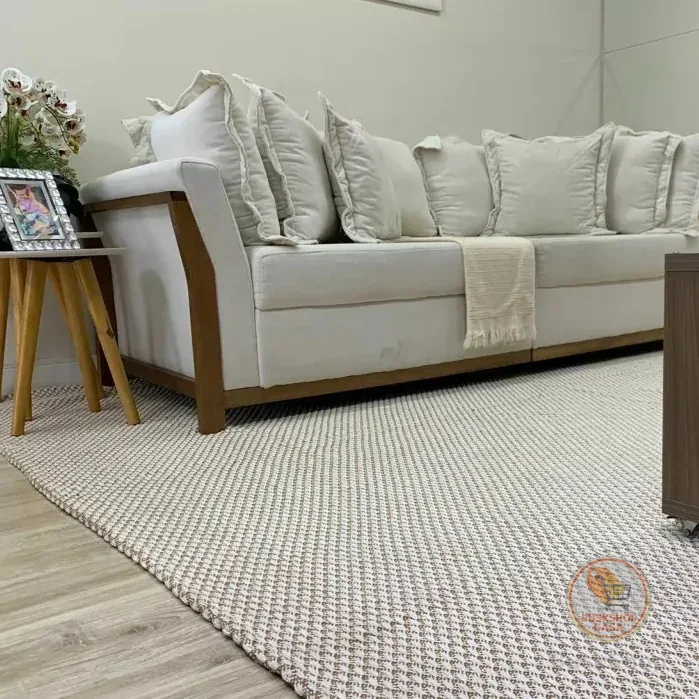 Tapete De Sala Grande 100% Algodão Confortável e Prático! Lavável à Máquina