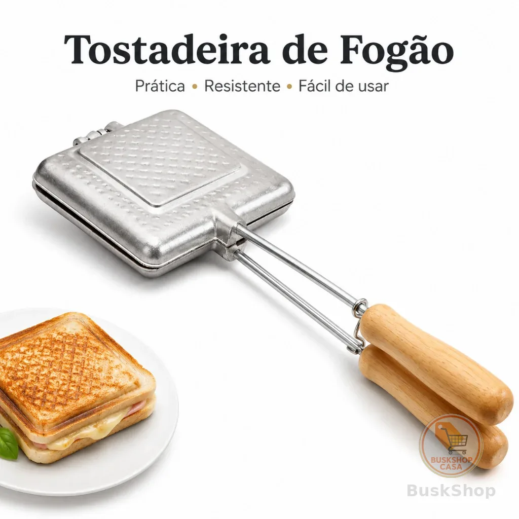 Tostadeira Sanduicheira Manual Misteira Forma Tostex de Alumínio para Fogão Misto Quente