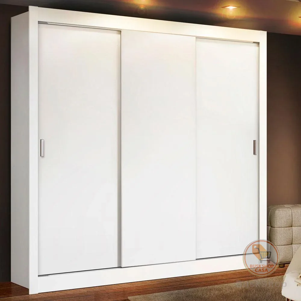 Guarda-Roupa Casal 3 Portas de Correr Branco Mônaco Madesa