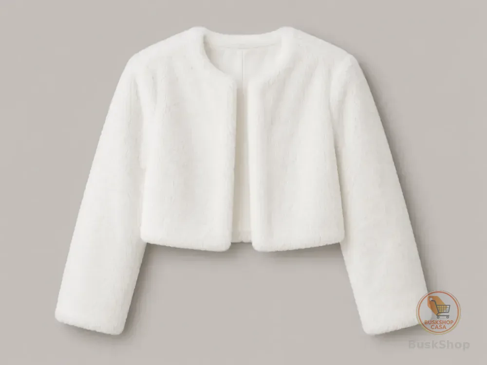 Blusa Inverno Frio Trabalho Casaco Festas Noite Dia Cropped Branco Pelúcia / Pelo Curto Único 36-42