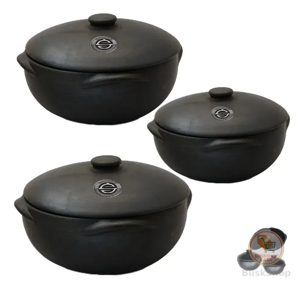 Conjunto Kit Legítimas Panelas De Barro Capixaba  Nº 3-2-1. Preto