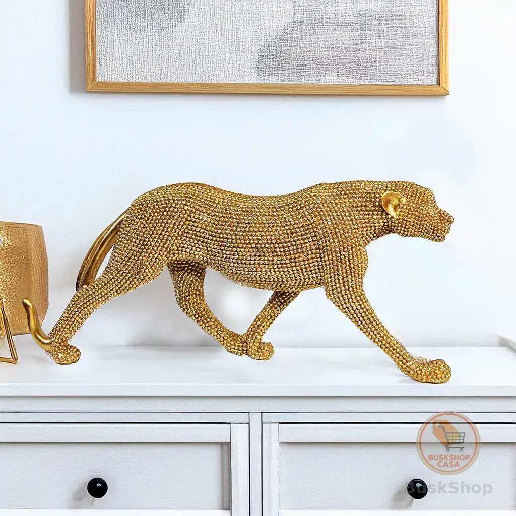 Enfeite Decorativo Leopardo em Resina - Decoração de Luxo para Casa Elegante