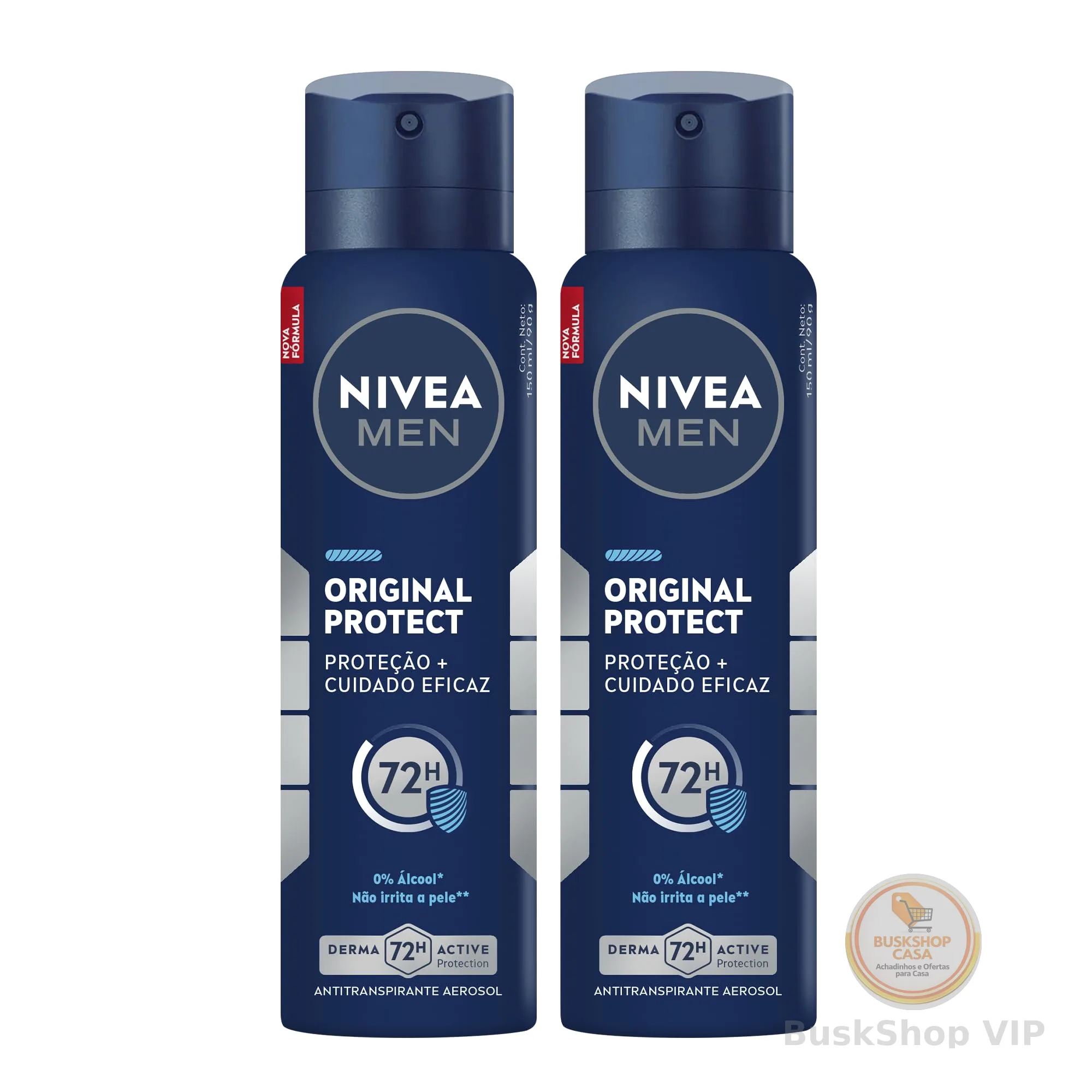 NIVEA MEN Kit Desodorante Antitranspirante Aerossol Original Protect 48h 150ml (2 unidades)