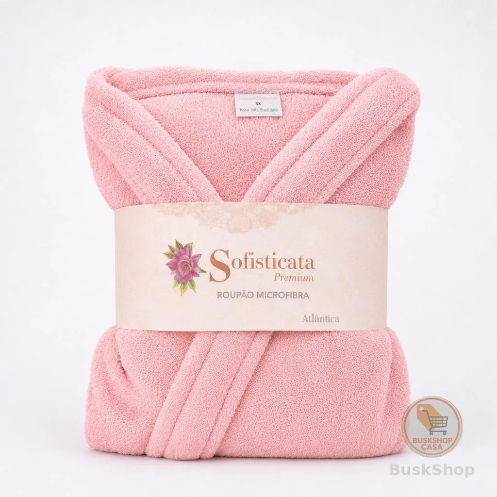 Roupão Plush Microfibra Feminino Toque Macio 180g/m²