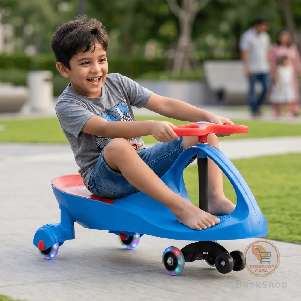 Carrinho Infantil Rolimã Gira Gira Triciclo Roda Led Volante 360° Suporta 100kg Rosa Azul Vermelho Brinquedo Presente