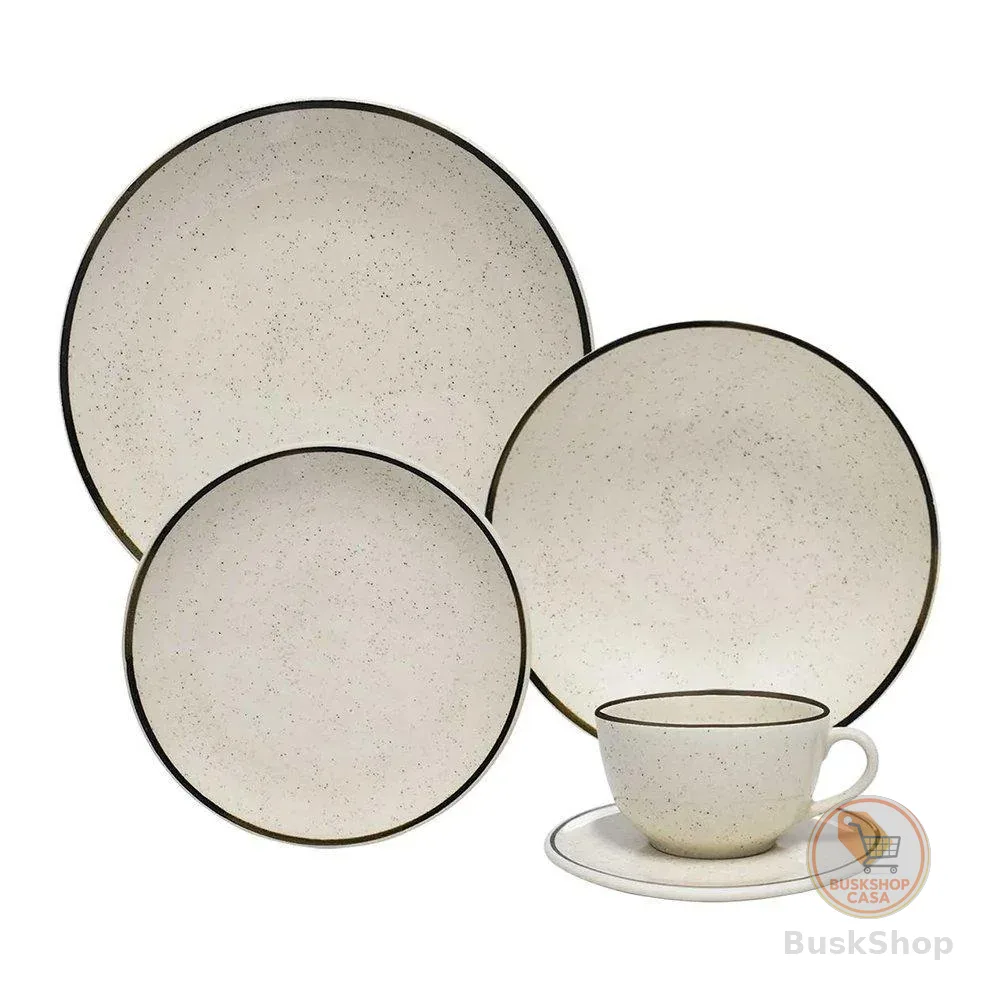 Aparelho de Jantar/Chá Oxford Brisa - Cerâmica, 20 Peças, Bege