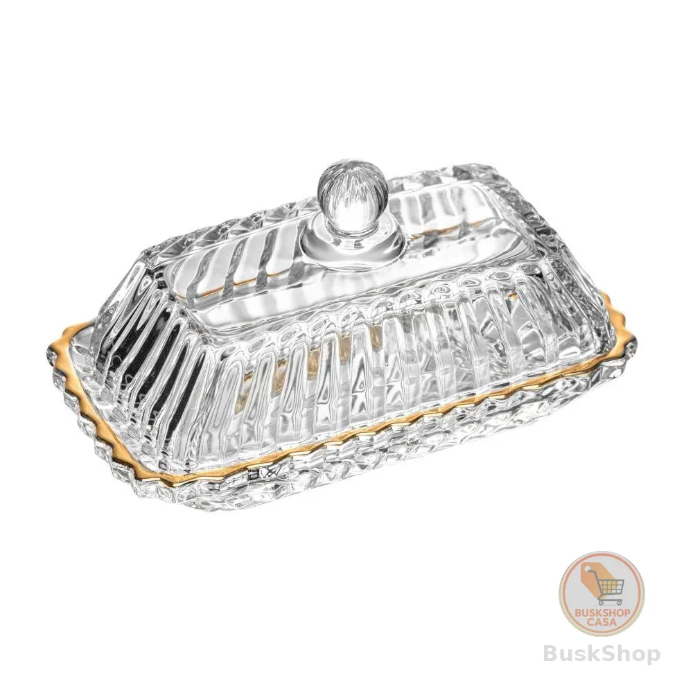 Manteigueira Imperatriz de Cristal com Fio de Ouro - Wolff