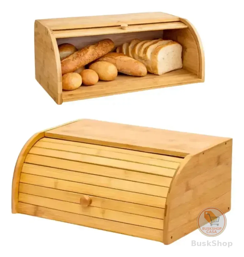 Porta Pães Tampa Retrátil De Bambu Ecokitchen Mimo Style
