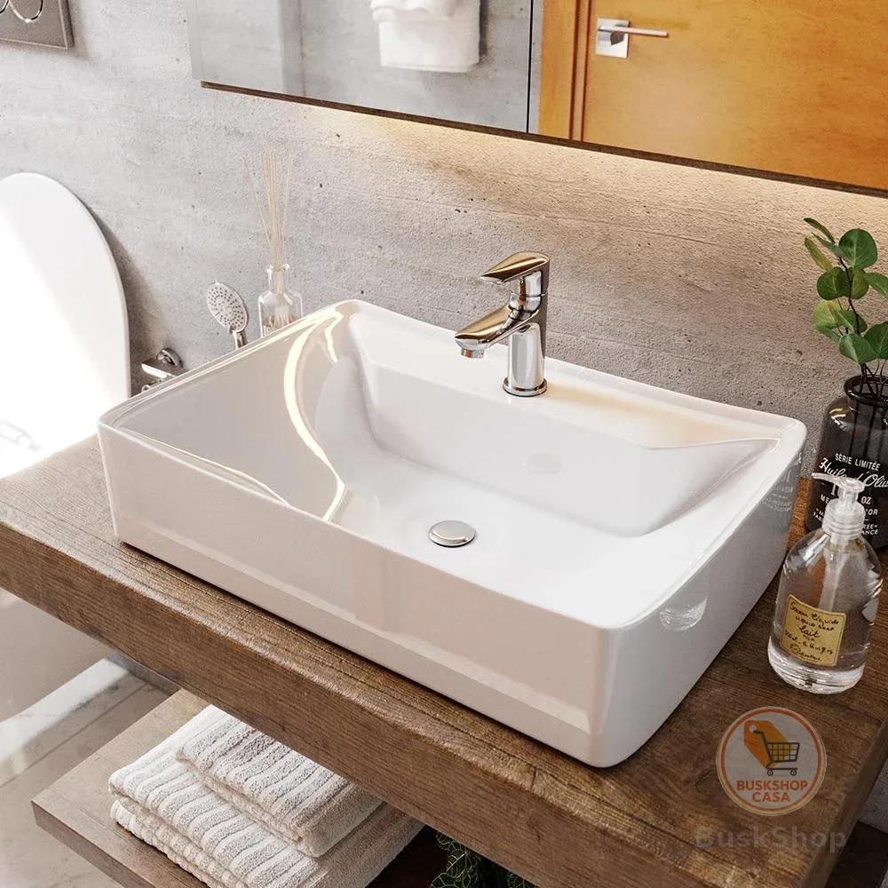 Cuba Grande 35x50cm Para Banheiro Movelove Venuz Branco Brilho de Sobrepor P/lavabo