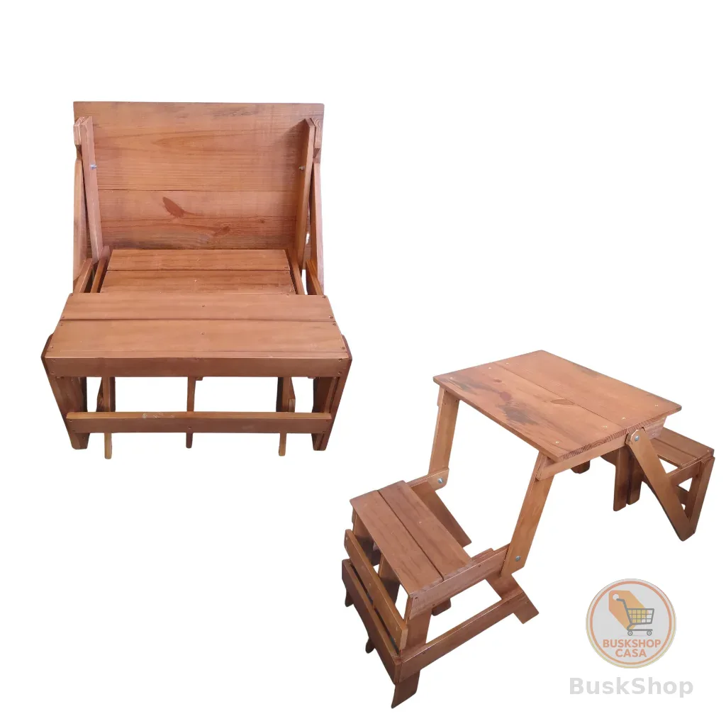 Banco Rústico Top Que Vira Mesa De Madeira Maciça 70cm 2 Lugares Compacto Varanda Gourmet Sacada Versatil