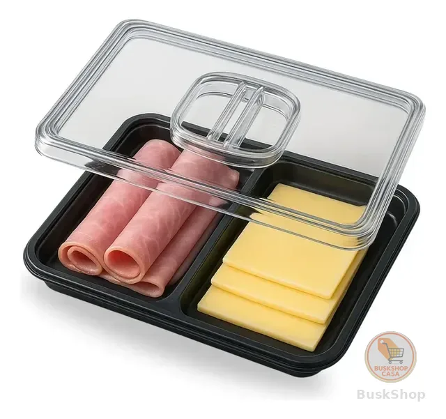 Pote Porta Frios Organizador Geladeira Duplo Presunto Queijo