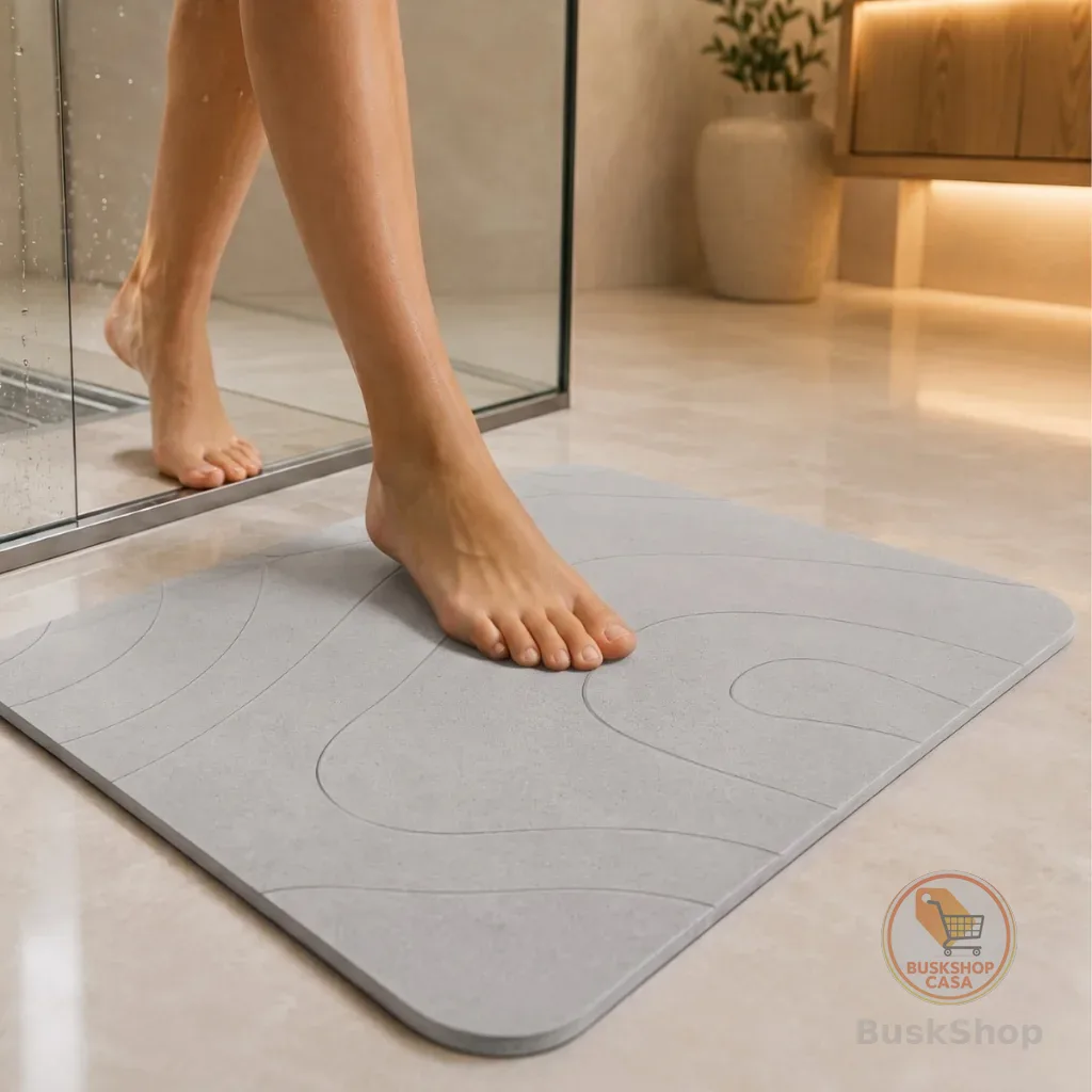 Tapete de Banheiro Premium em Pedra Diatomita Seca Rapido Absorção Anti-Odor Antiderrapante