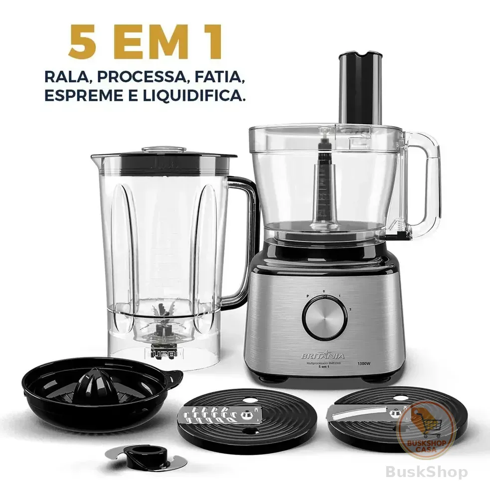 Multiprocessador Britânia 5 Em 1 Bmp2000 1300w Cor Prateado
