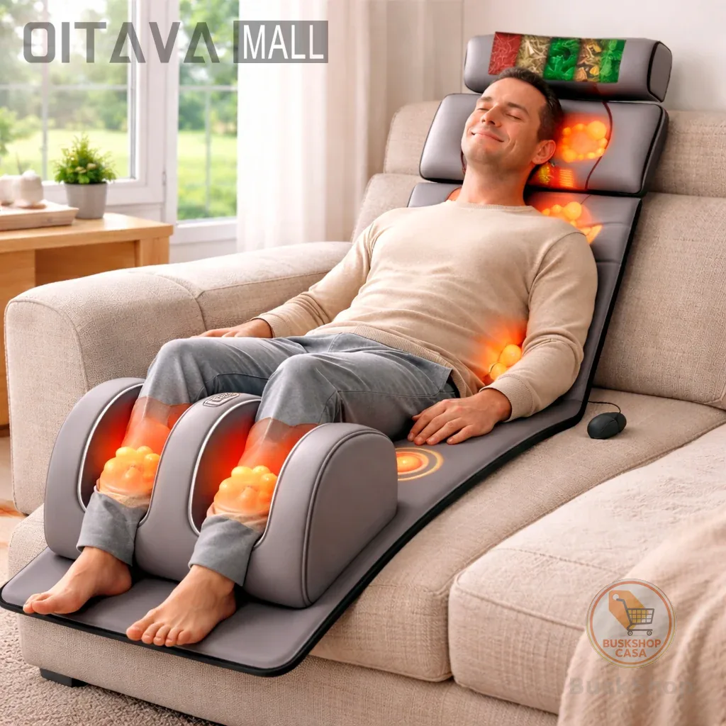 Colchão Massageador Shiatsu com Aquecimento, Airbag, Vibração e Controle Remoto