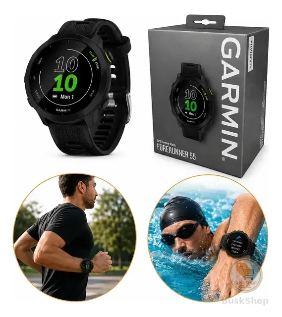 Relógio Garmin Forerunner 55 Monitor Cardíaco Gps Em Inglês Preto