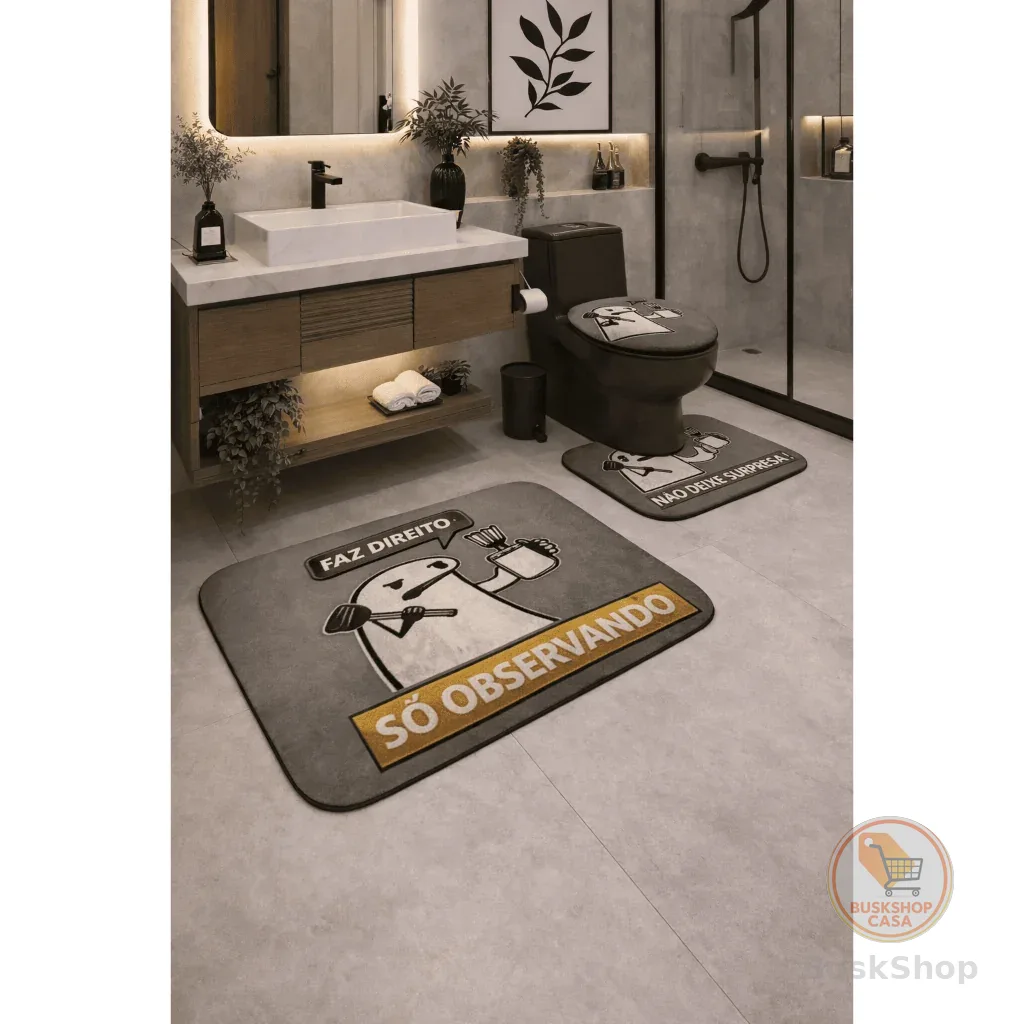 MEME FLORK Kit Tapete para banheiro 3 Peças Decoração Elegante Antiderrapante
