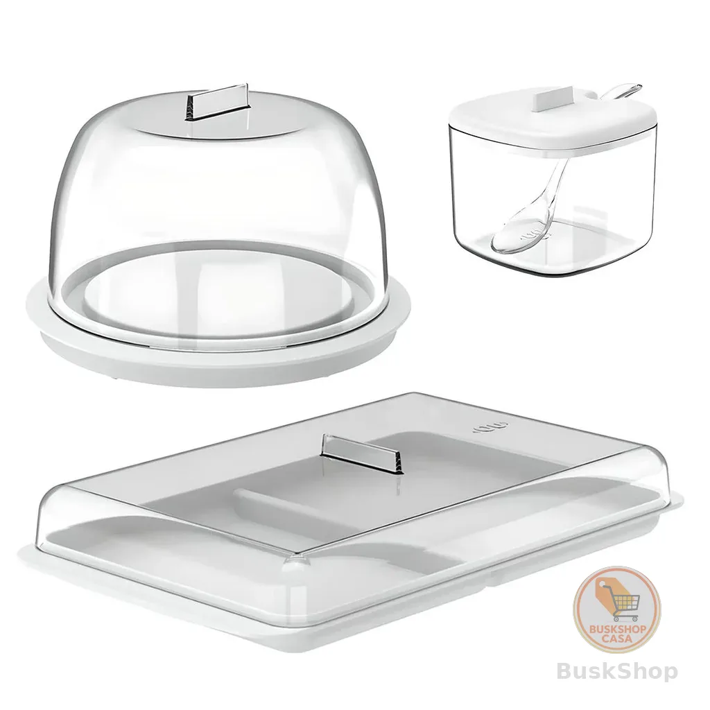 Kit Café da Manhã Porta Frios + Porta Queijo + Açucareiro 200ml KTE144 - Ou