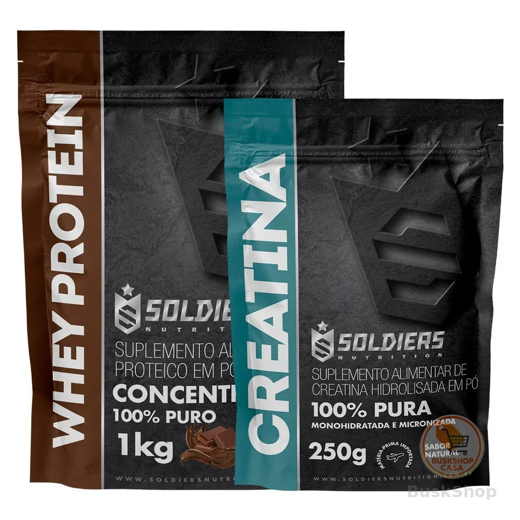 Kit Whey Protein Concentrado 1Kg + Creatina Monohidratada 100% Pura - Soldiers Nutrition