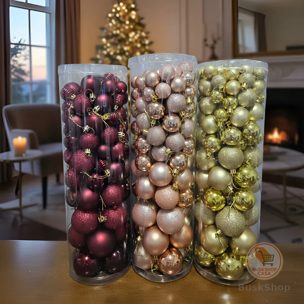 Kit 100 Bolas Arvore Natal Glitter Brilhante Fosca Cores variadas