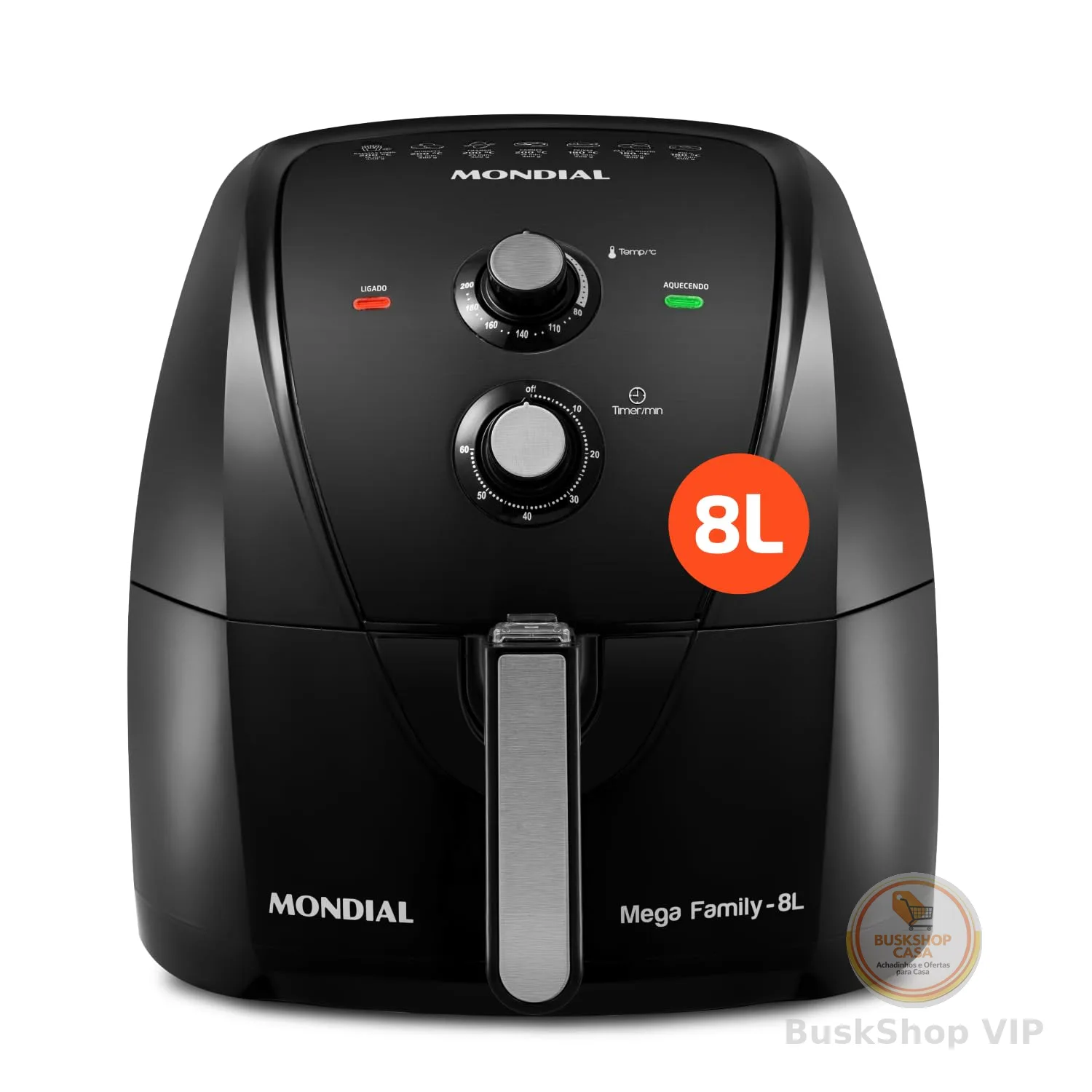 MONDIAL Fritadeira Sem Óleo Air Fryer 8L, Preto, 1900W, 110V - AFN-80-FB