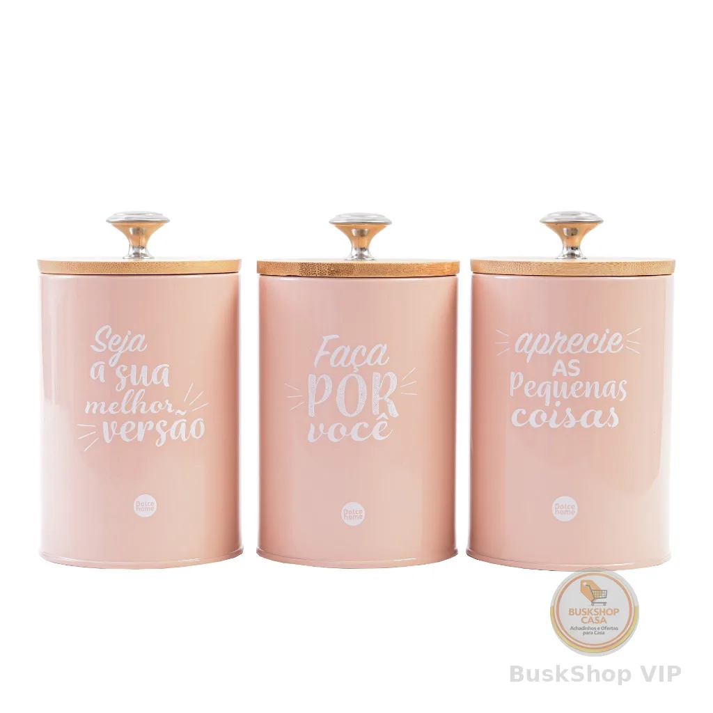Kit 3 Potes de Metal com Tampa – Organizador Hermético para Café, Açúcar, Chá