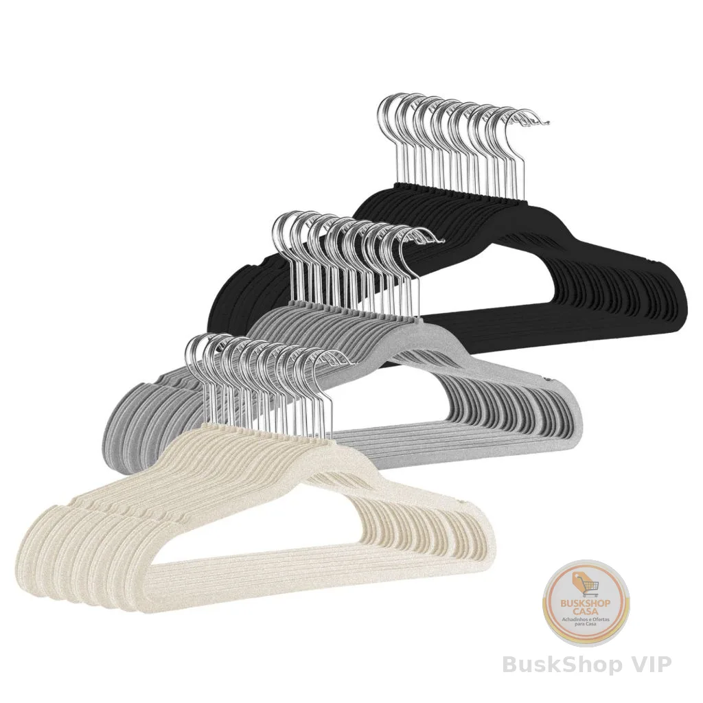 Kit Cabides Veludo Para Roupas Adulto 30 Unidades Fino Resistente
