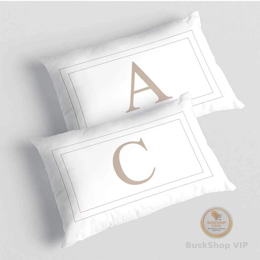 Kit 2 Capas de Almofadas Letras Iniciais Cama Casal baguete 30x50cm