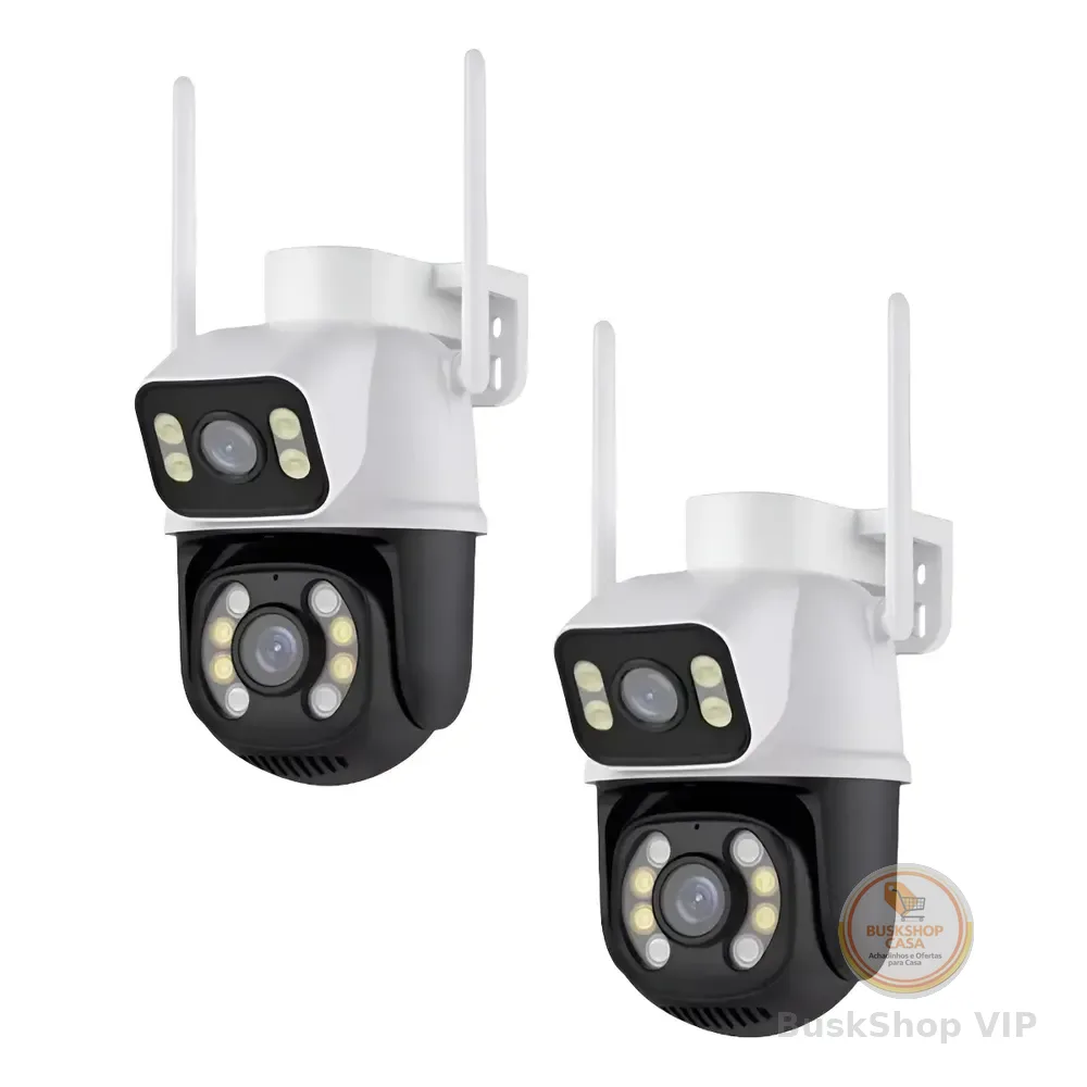 Kit 2 Câmera Wifi Externa A28 App Icsee Dupla Visão 3mp Prova Dágua Cor Branco