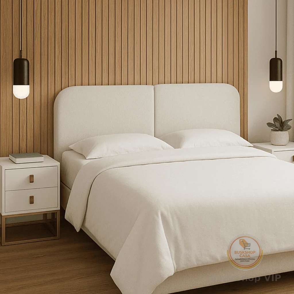 Cabeceira Cama Box Queen 160 cm Orgânica Tecido Bouclé