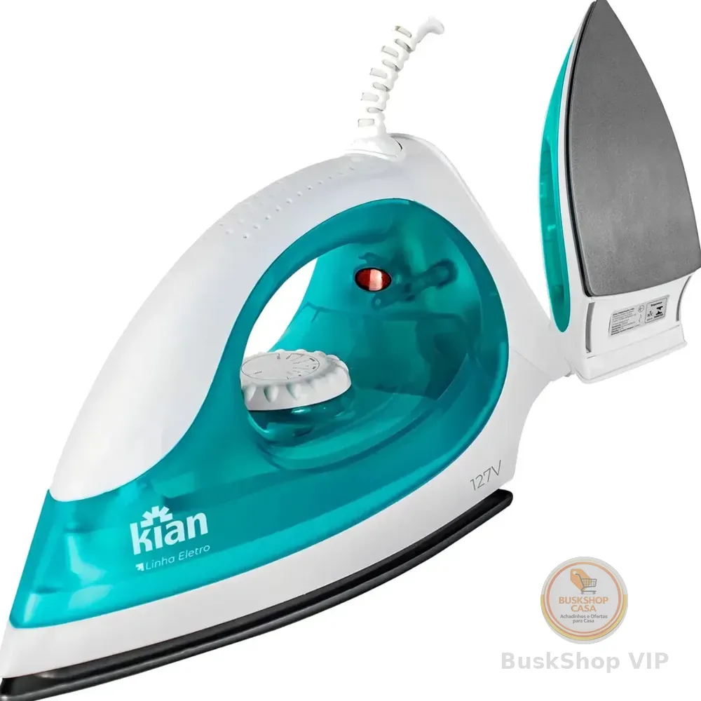 Ferro De Passar A Seco Kian Fp100 1300w Com Base Antiaderente E Controle De Temperatura Verde 127v
