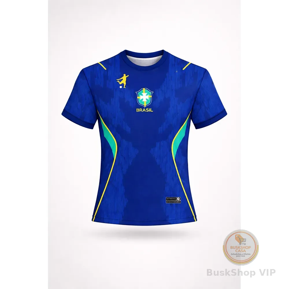 Camiseta Copa 2026 Esportiva Dryfit 100 Poliéster Brasileiro Azul M