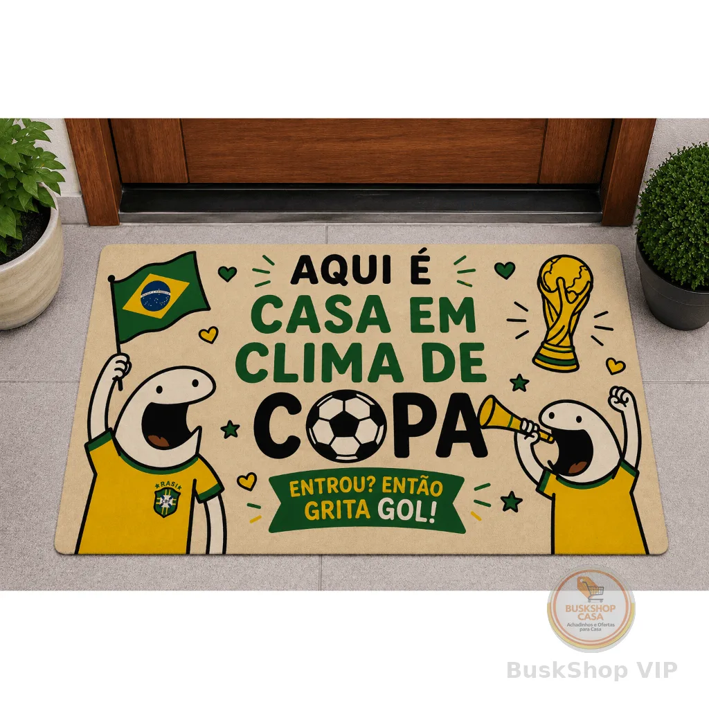 Tapete Porta Entrada Copa do Mundo Brasil Meme Flork 40x60