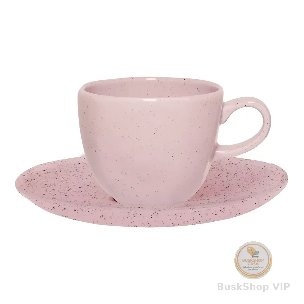Conjunto De 6 Xícaras Grandes Com Pires Ryo Pink Sand 77360 220ml Rosa Claro Oxford