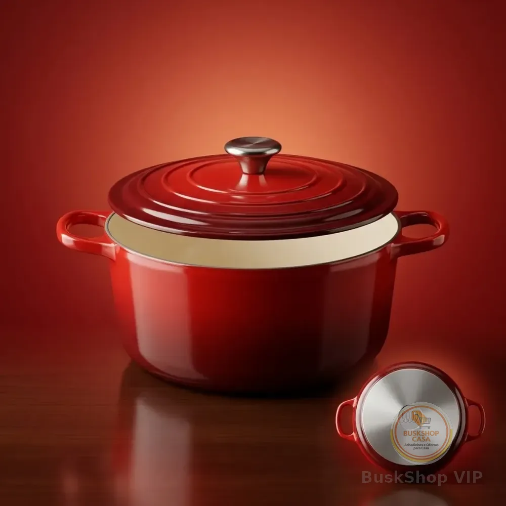 Caçarola Panela Cerâmica Indução 28cm Ferro Fundido 6,8l Vermelho