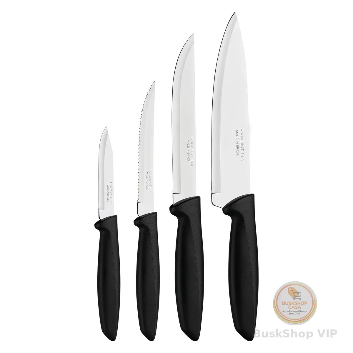 🛍 Tramontina JOGO FACAS INOX 4PC PLENUS PRE, Preto