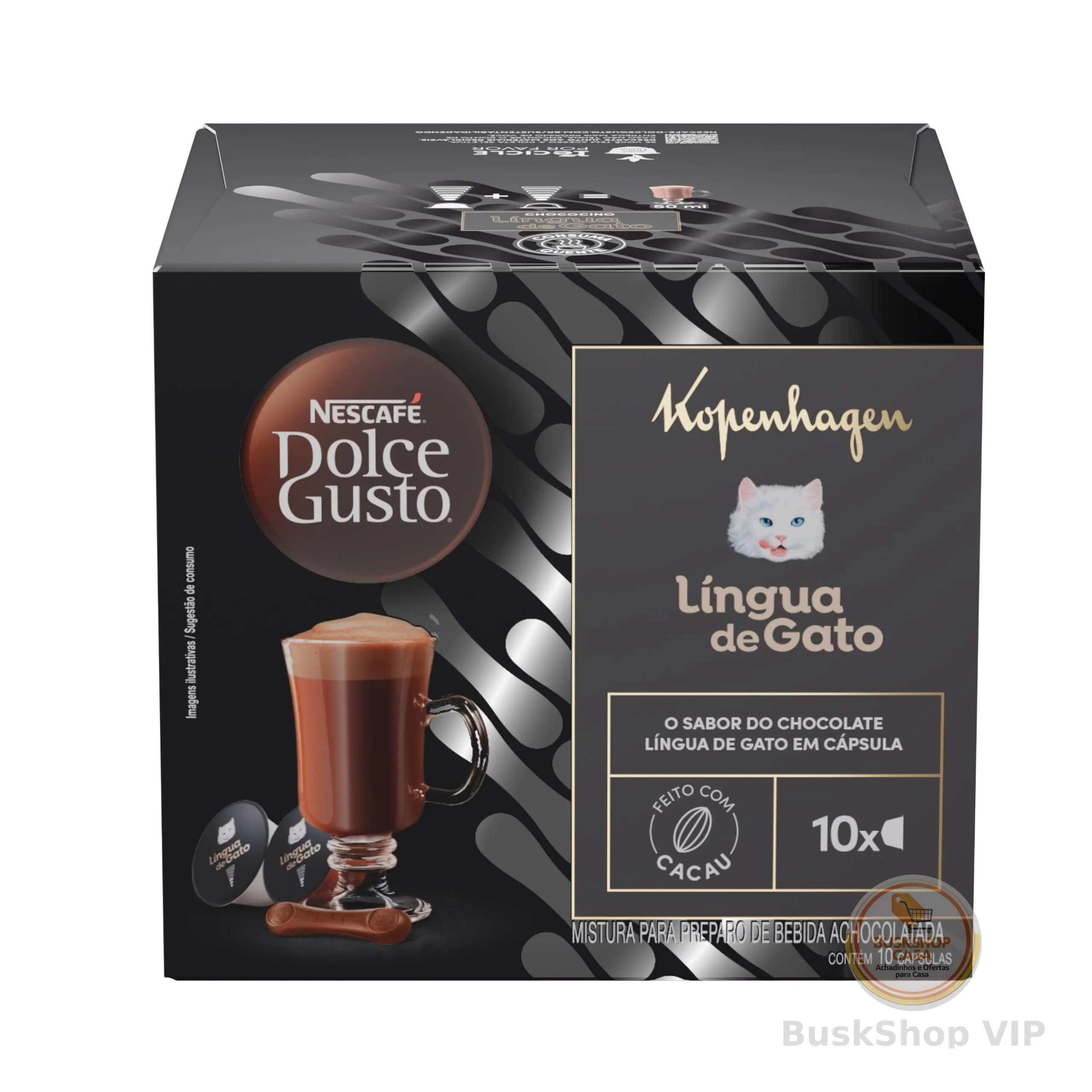 Achocolatado em Cápsula Nescafé Dolce Gusto Kopenhagen Língua de Gato 10 cápsulas