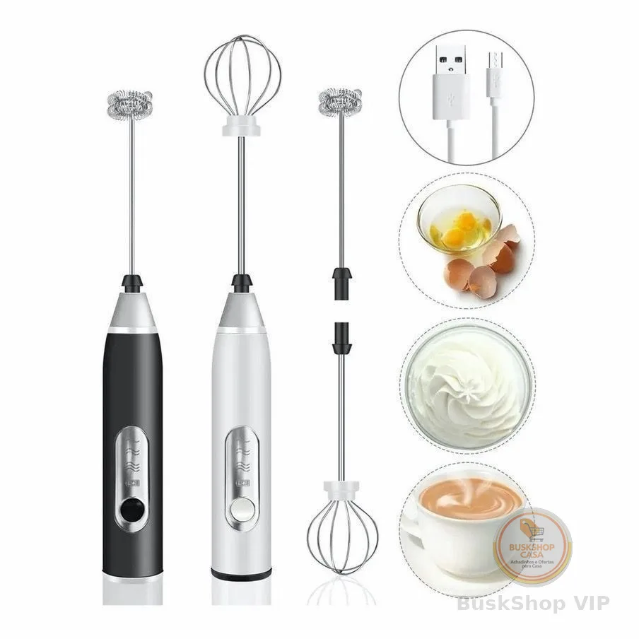 Batedor Misturador Mixer Elétrico para Bebidas Leite Café Clara de Ovo 2 em 1