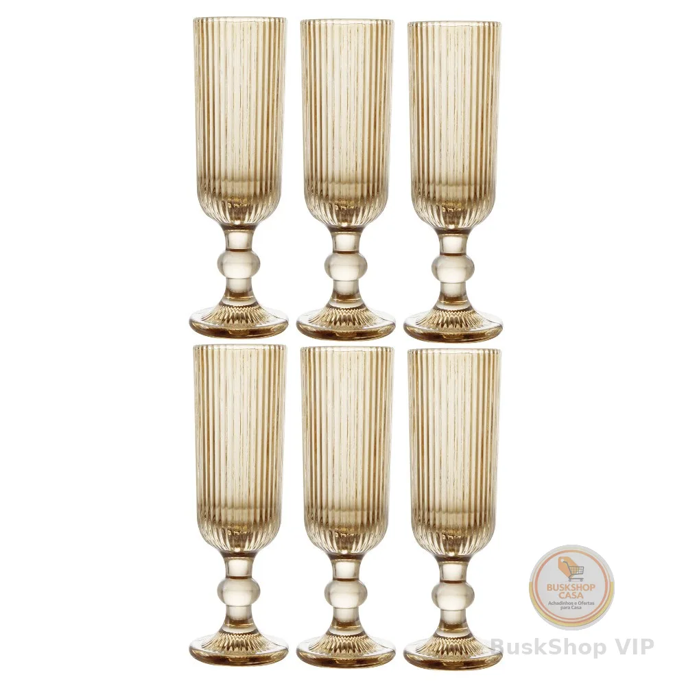 Conjunto de 6 Peças Taças para Espumante Champanhe Versalhes Vidro 160ml