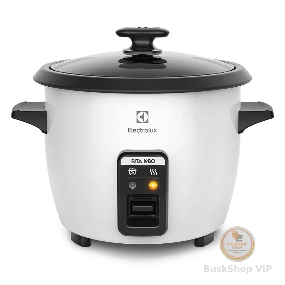 Panela Elétrica Electrolux vapor arroz capacidade 1,3L 7 xícaras manter aquecido panela removivel antiaderente tampa vidro RCB50 branca 220v por Rita Lobo
