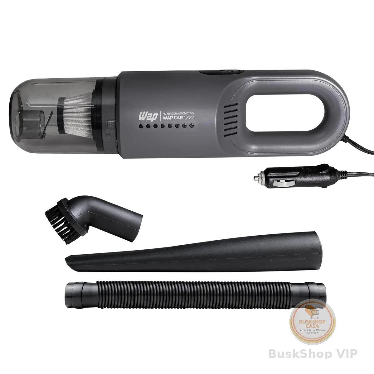 🛍 WAP Aspirador de Pó Automotivo Car 12V2, Portátil, 420ml, com Recipiente Removível e Filtro Lavável, 180W 12VDC