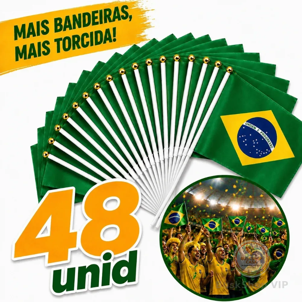 Bandeirinhas Do Brasil Copa Do Mundo 2026 De Mão Torcida Com Cabo Haste Manifestação Atacado