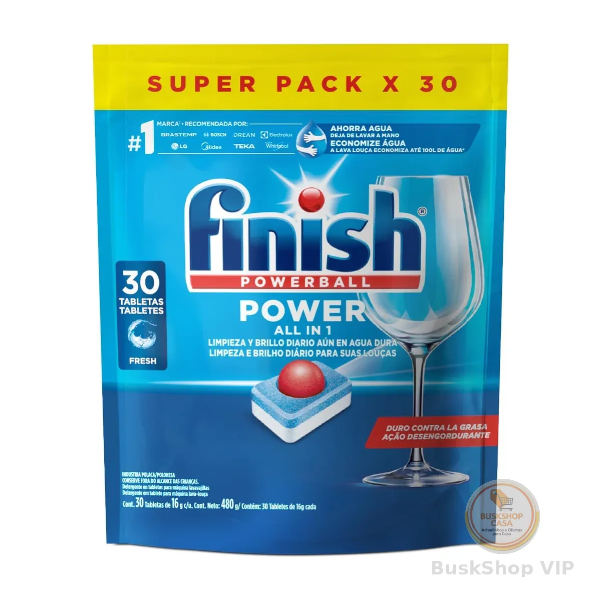 🛍 Finish Powerball Detergente para Lava Louças em Tabletes 30 unidades