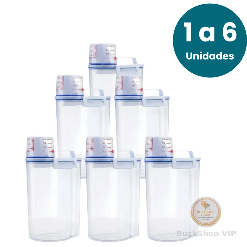🛍 1 a 6 Dispensers Organizadores de Lavanderia Pote Hermético 2,5L Porta Sabão Amaciante Tira Mancha