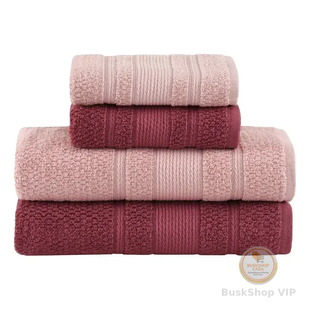 🛍 Jogo De Toalhas Buddemeyer Bella Extra Soft Banho Rosa/rosa Claro 4 Peças