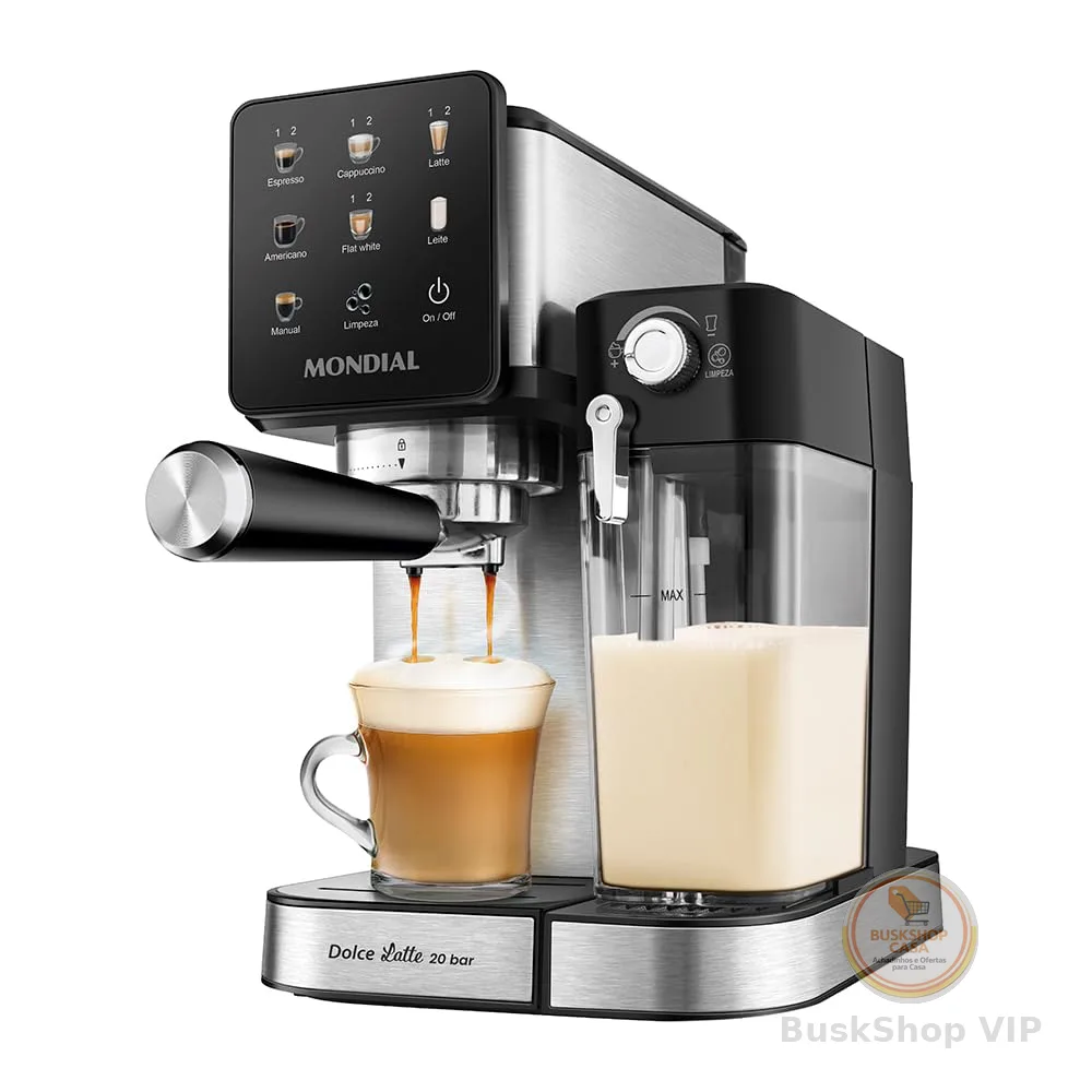 MONDIAL, Cafeteira Espresso Automática Dolce Latte 20 bar, Preto/Inox 1250W, 110V - CCL-01