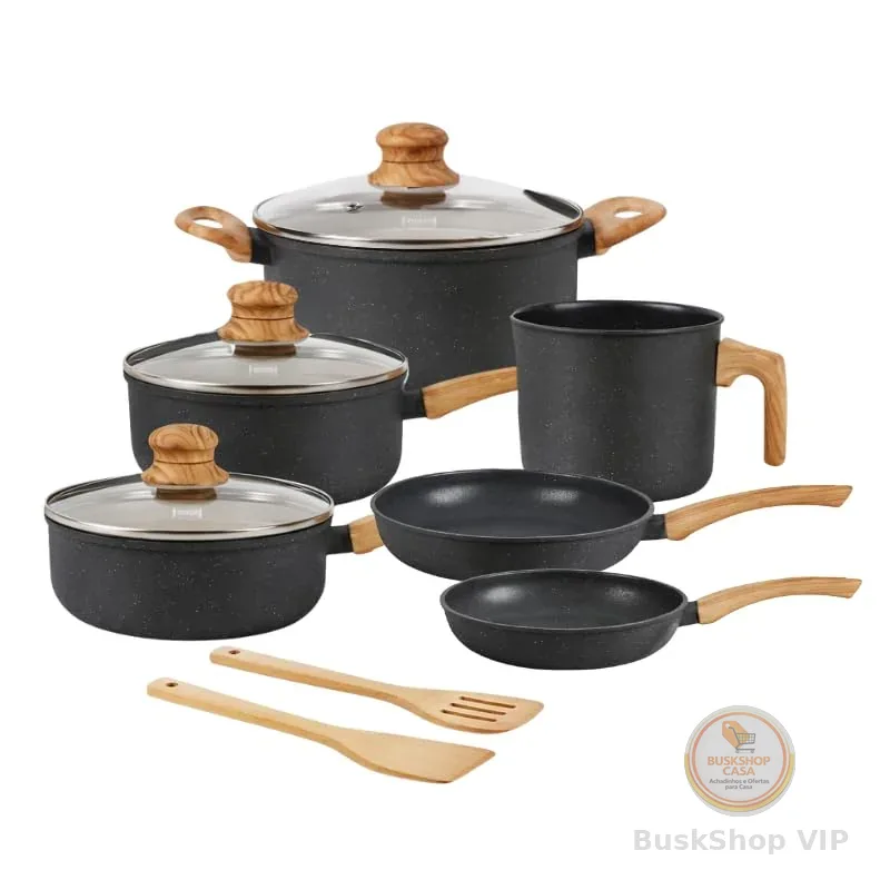 🛍 Jogo de Panelas de Indução com Revestimento Cerâmico Antiaderente Tuut Ecoglide 8 Peças Granito