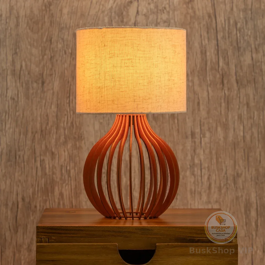 Abajur Luminária Em Mdf Bivolt Criado Mesa Quarto Sala