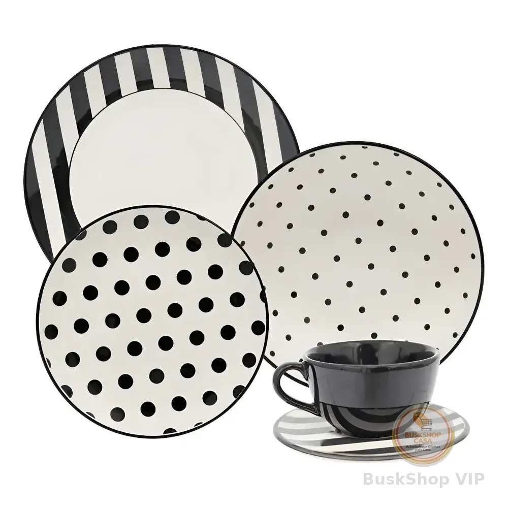 Aparelho De Jantar E Chá 20 Peças Unni Stripes And Dots Cor Multicor Oxford Estampado
